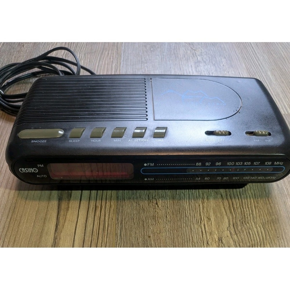 Vintage Casino Clock Radio Alarm CR5200 Black Tested
